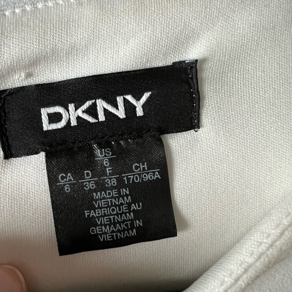 DKNY Flowy Mid Sleeve White Cocktail Event Dress - Picture 3 of 9